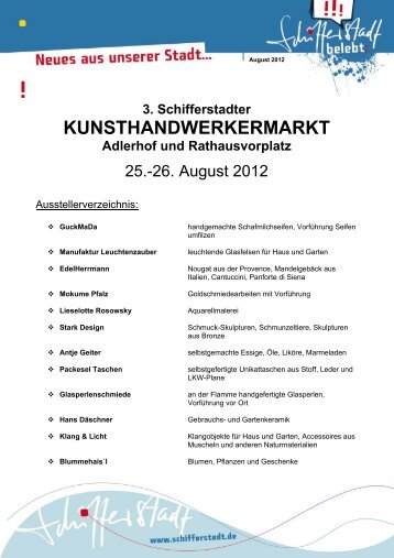 3. Schifferstadter KUNSTHANDWERKERMARKT Adlerhof und ...
