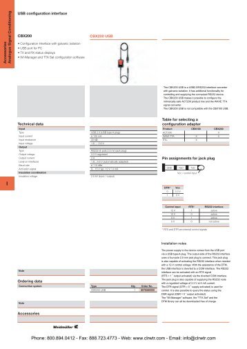 Weidmuller CBX100 & CBX200 USB Interface