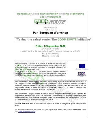 Printable Version of the invitation and the workshop ... - GOOD ROUTE