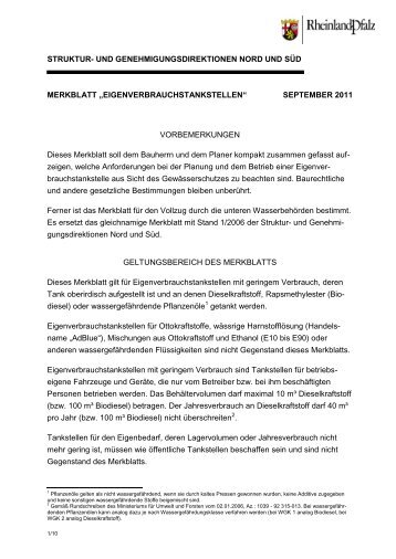 Merkblatt Eigenverbrauchstankstellen - Struktur- und ...