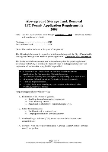 Aboveground Storage Tank Removal IFC Permit Application ...