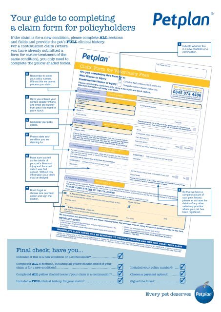 Your guide to completing a claim form - Petplan