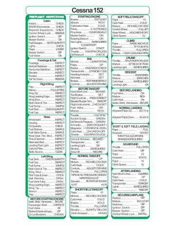 Cessna 152 Checklist Printable