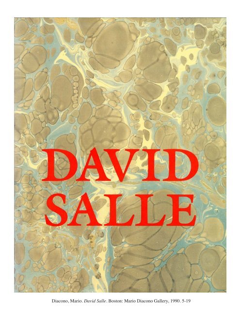 Mario Docono Diacono, Mario. David Salle. Boston: Mario Diacono Gallery, 1990. 5 ...