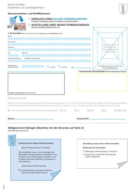 Umtausch des blauen Führerausweises in einen Führerausweis im