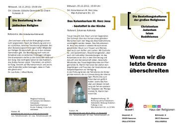 Flyer Bestattungskulturen - Haus der Religionen