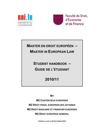 master en droit europÃ©en - University of Luxembourg - UniversitÃ© du ...
