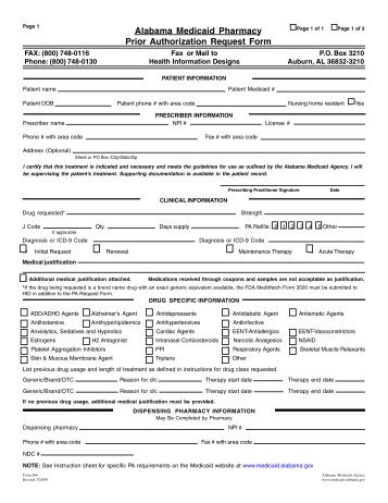 Alabama Medicaid Pharmacy Prior Authorization Request Form