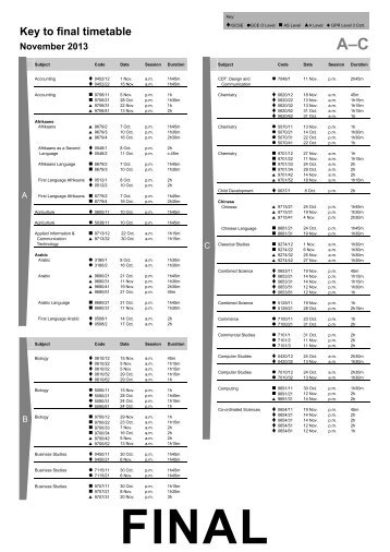 INTEC Cambridge October/November 2013 timetable