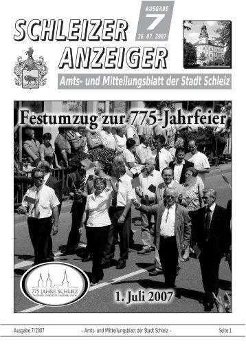 Amts- und Mitteilungsblatt der Stadt Schleiz AUSGABE 26. 07. 2007 7