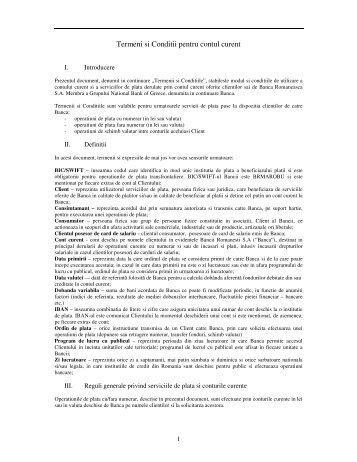 Termeni si Conditii pentru contul curent - Banca Romaneasca