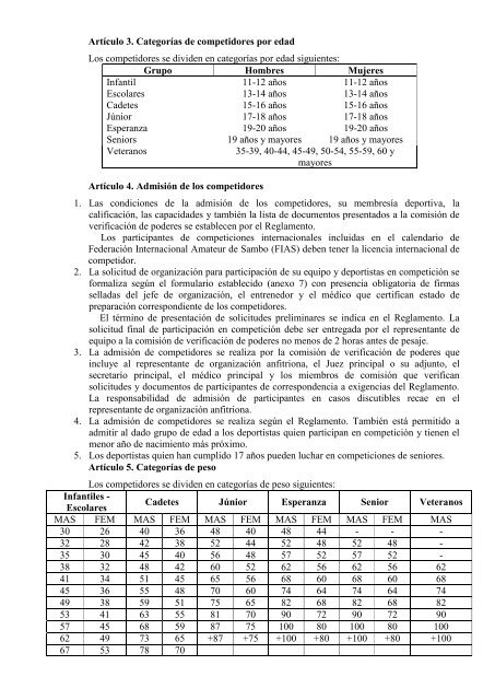 Reglas Internationales de lucha SAMBO