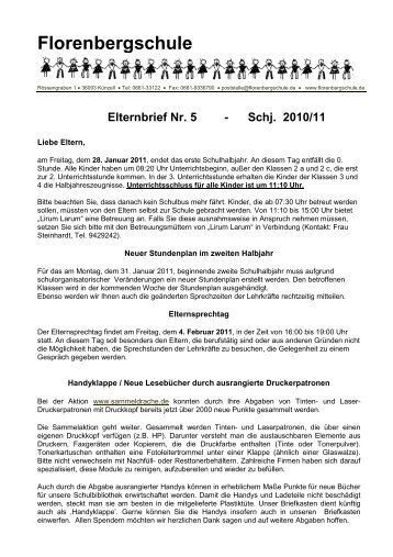 Elternbrief 5 - 10-11 - Florenbergschule Pilgerzell