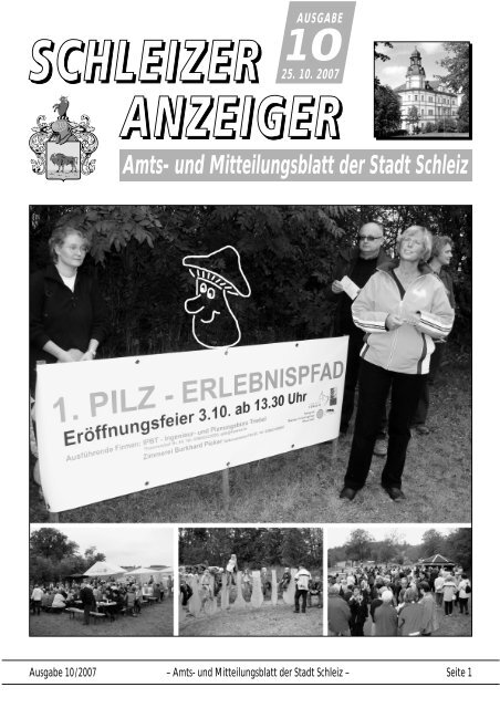 Amts- und Mitteilungsblatt der Stadt Schleiz AUSGABE 25. 10. 2007 ...