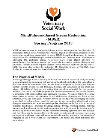 Mindfulness-Based Stress Reduction (MBSR) - The University of ...