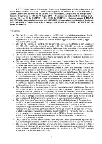 Decreto dirigenziale n.143 del 15 07 2010 - Provincia di Napoli