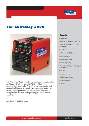 SXP MicroMag 3000 Salgsblad.pdf - Sveiseeksperten