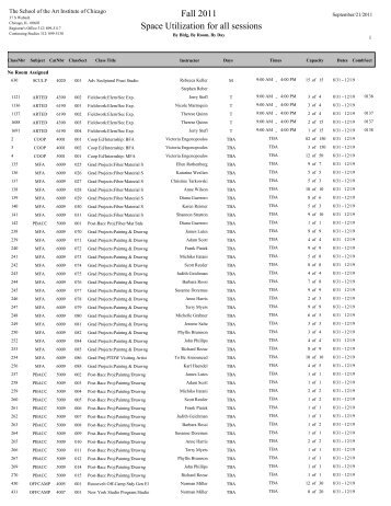 Fall 2011 Space Utilization for all sessions - CRIT - The Art Institute ...