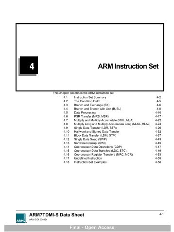 ARM Instruction Set - TU Chemnitz, FakultÃ¤t fÃ¼r Informatik