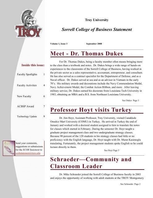 Volume 1, Issue 3 - the Sorrell College of Business at Troy University