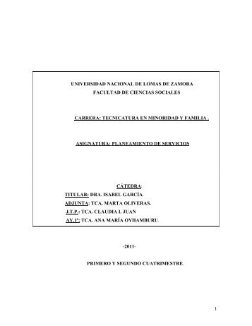 tecnicatura en minoridad y familia . asignatura - Facultad de ...