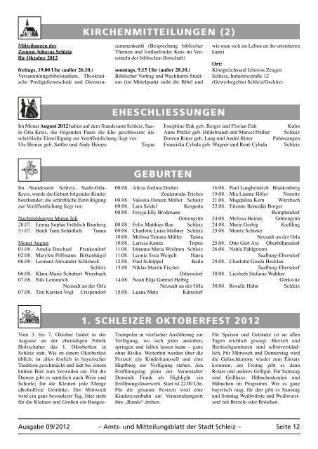 Amts- und Mitteilungsblatt der Stadt Schleiz 9 ... - Rennstadt Schleiz