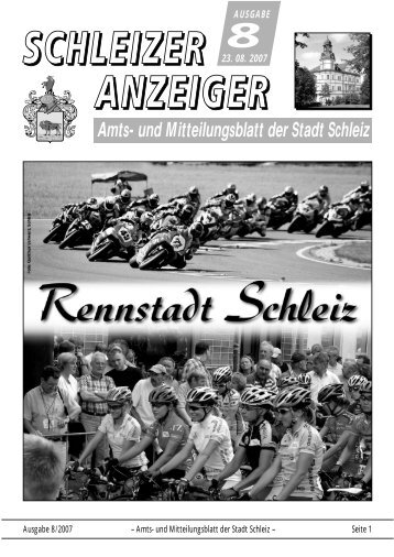 Amts- und Mitteilungsblatt der Stadt Schleiz AUSGABE 23. 08. 2007 8