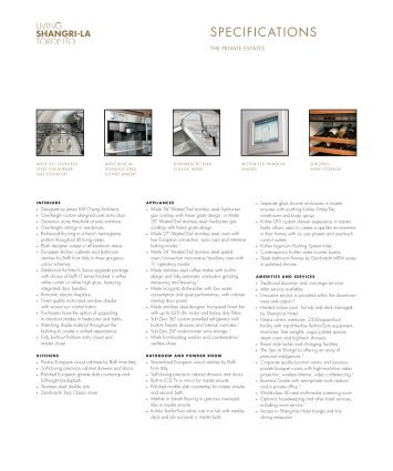 Full Specifications (PDF) - Living Shangri-La Toronto