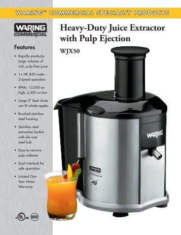 Heavy-Duty Juice Extractor with Pulp Ejection WJX50 - Dvorsons