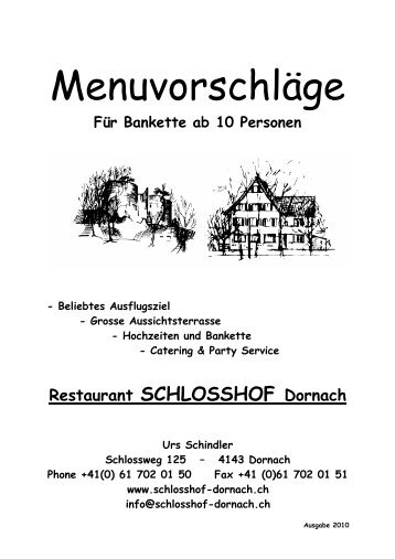 Menuvorschläge - Restaurant Schlosshof Dornach