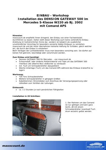 EINBAU - Workshop Installation des DENSION GATEWAY 500 im ...