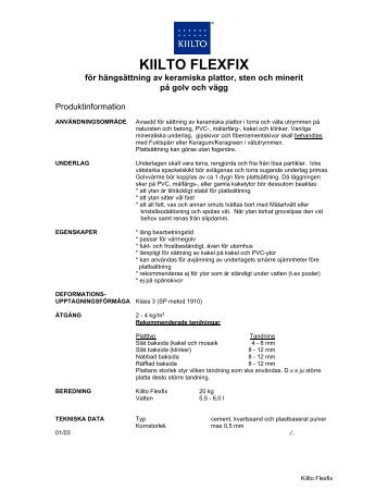 produktblad kilto flex fix - Bygghemma