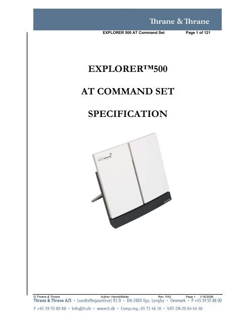 EXPLORER™500 AT COMMAND SET SPECIFICATION