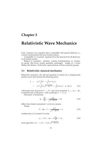 Chapter 3 Relativistic Wave Mechanics