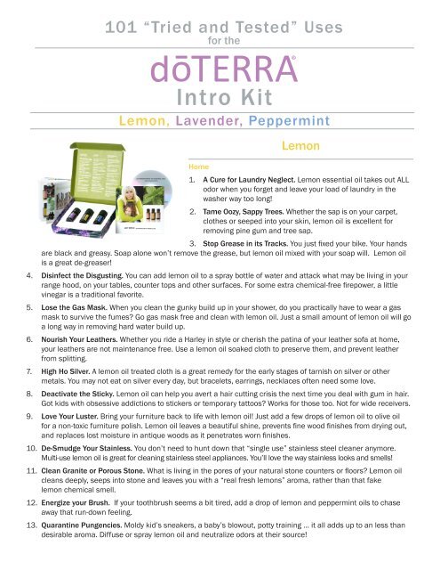 Essential Oils Uses Chart Pdf Doterra