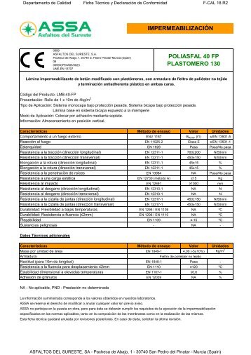 IMPERMEABILIZACIÃN POLIASFAL 40 FP PLASTOMERO 130 - Assa