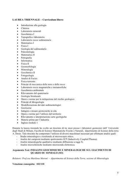 CV Silvia Raimondi - Ordine dei Geologi della Lombardia