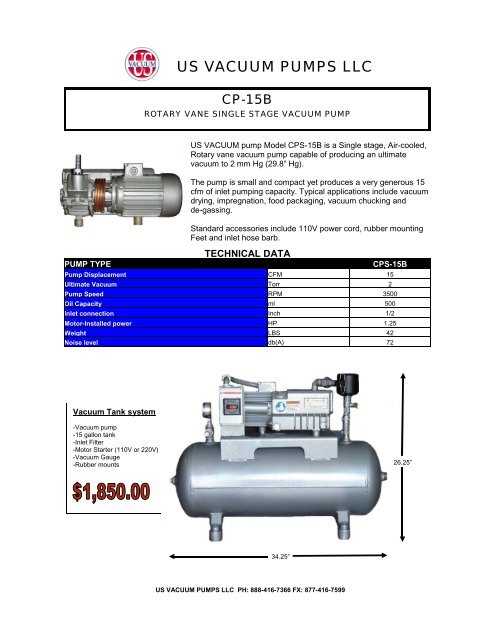 CPS-15B Tank System Vacuum Pumps