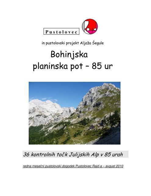 Bohinjska planinska pot – 85 ur - Pustolovec Rajd