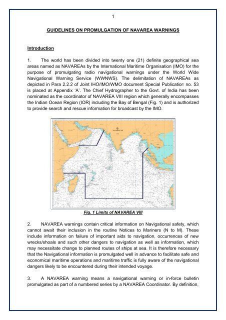 Guidelines on promulgation of NAVAREA warnings. - Indian Naval ...