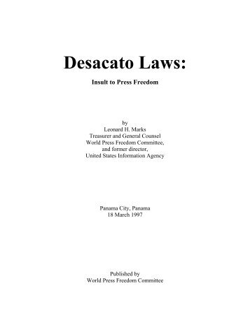 Desacato Laws: - World Press Freedom Committee