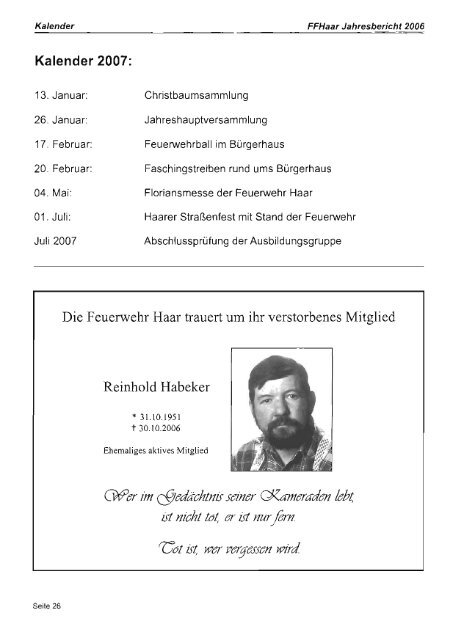 Jahresbericht 2006 - Freiwillige Feuerwehr Haar