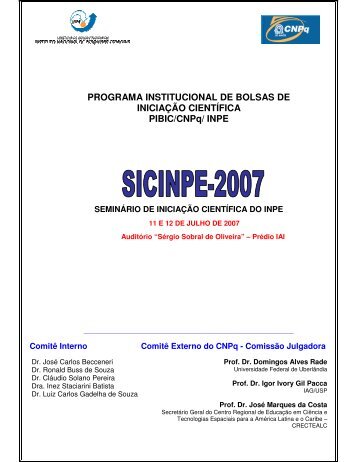 PROGRAMA INSTITUCIONAL DE BOLSAS DE INICIAÃÃO ... - Inpe