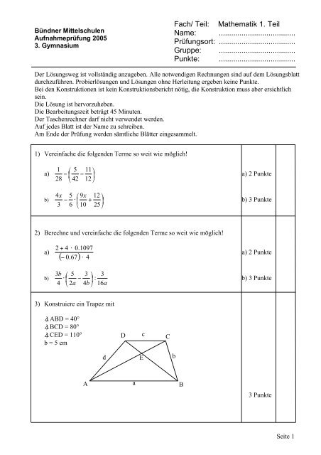 Cuors preparatoric matematica geometria - Scola populara Disentis ...