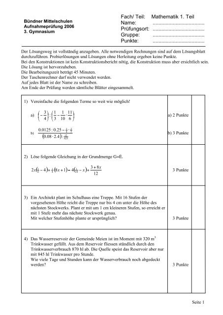 Cuors preparatoric matematica geometria - Scola populara Disentis ...