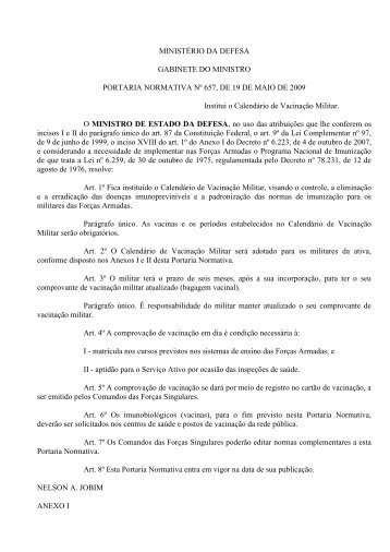 MINISTÃRIO DA DEFESA GABINETE DO MINISTRO PORTARIA ...