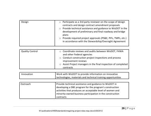 Mega Project Roles and Responsibilities Guidelines - Wisconsin.gov