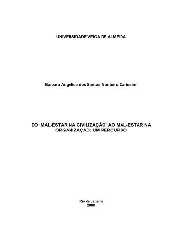 "mal-estar na civilizaÃ§Ã£o" ao mal-estar na organizaÃ§Ã£o - UVA