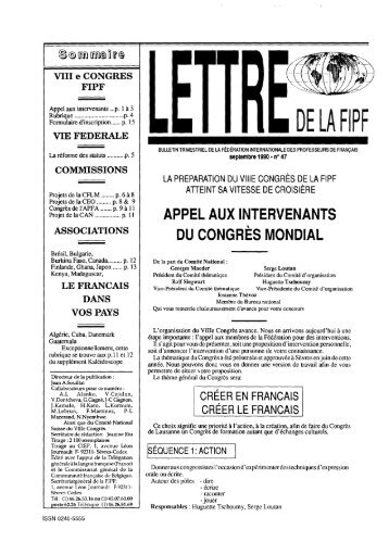 DE LA FIPF - Fédération Internationale des professeurs de français