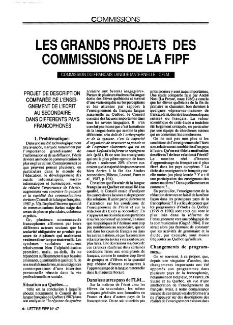 DE LA FIPF - Fédération Internationale des professeurs de français
